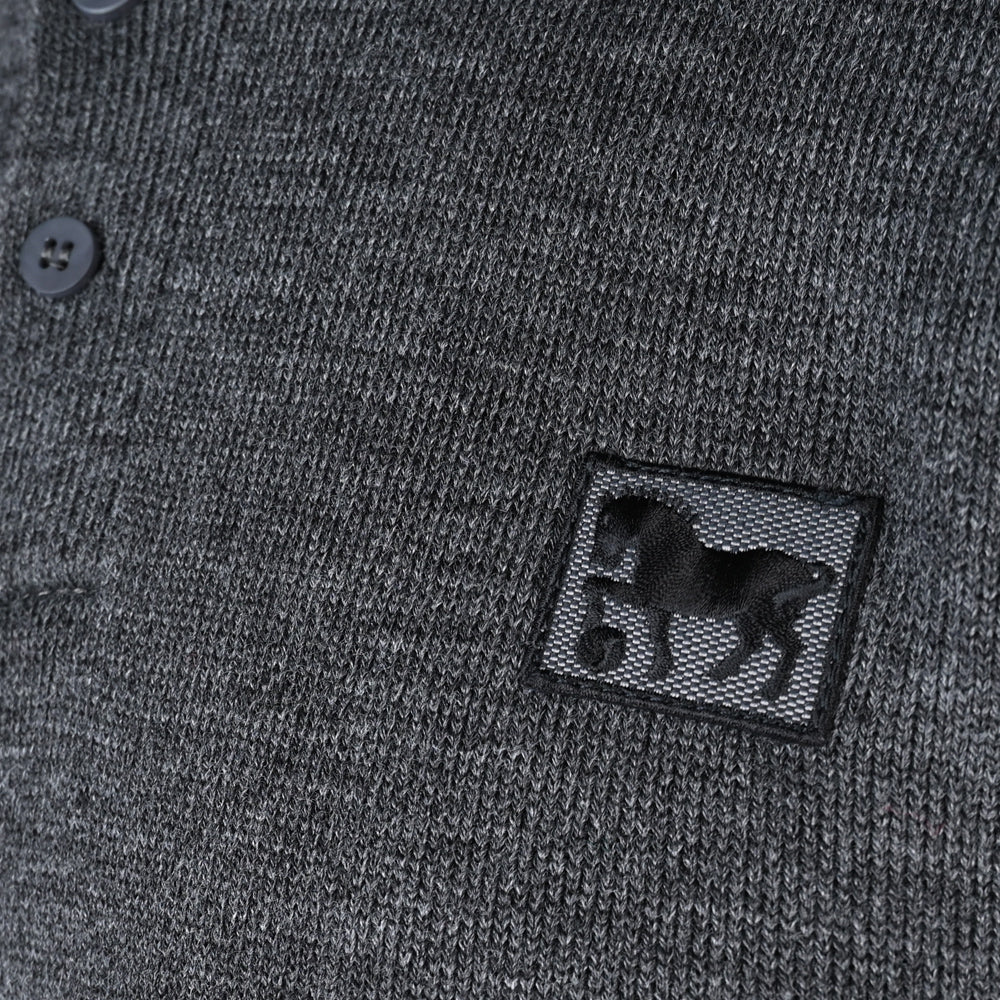 Anthracite Knitted Long Sleeve Polo - Image 3