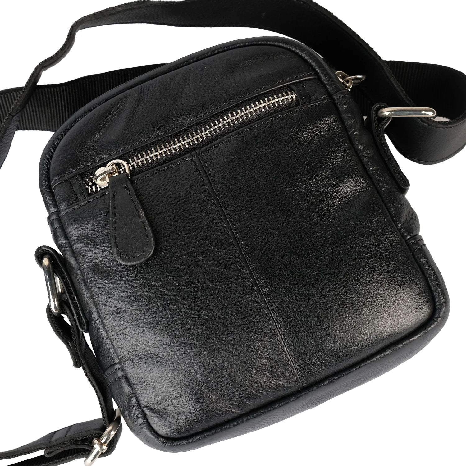 Black Leather Crest Flight Bag - Image 4