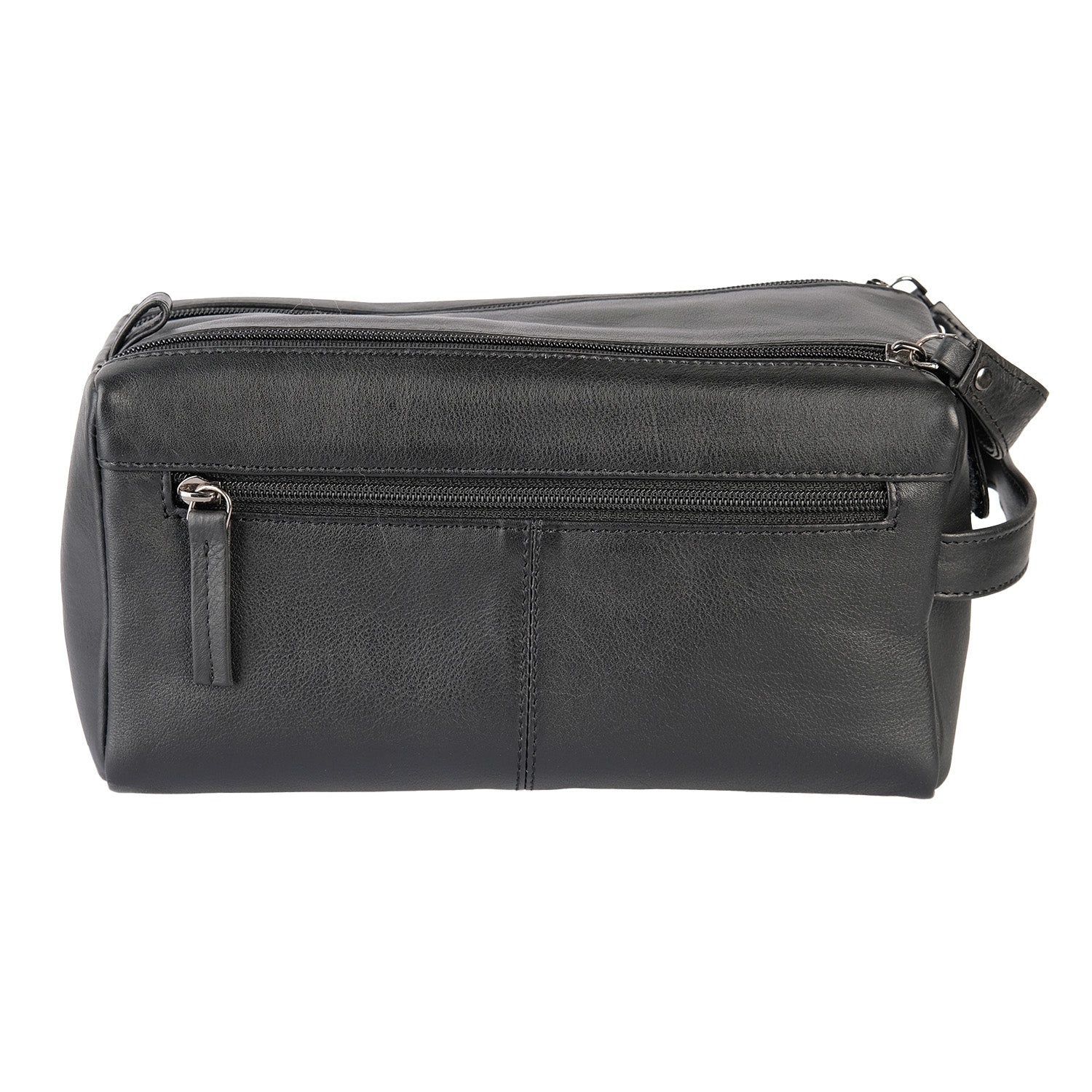 Black Leather Crest Wash Bag - Image 3