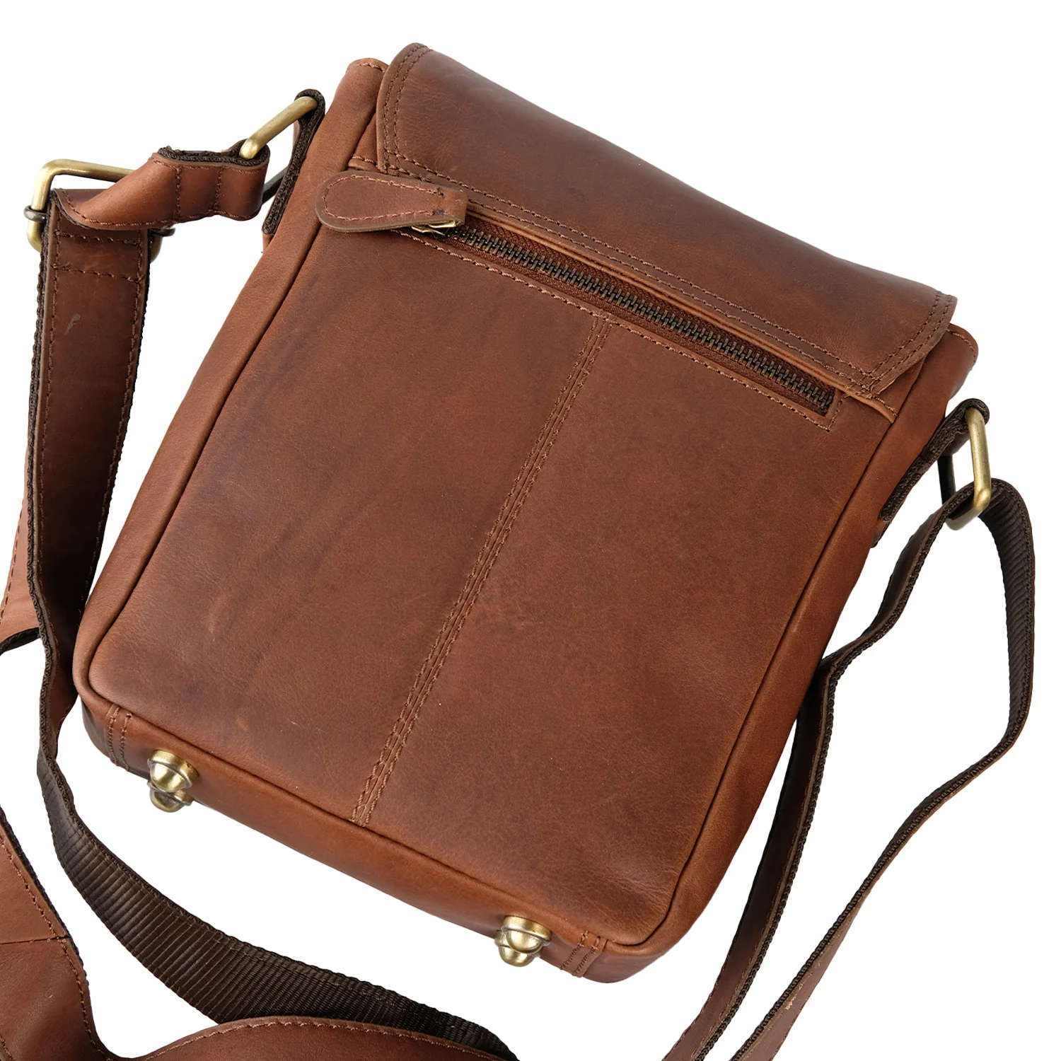 Brown Leather Logo Shoulder Bag - Image 4