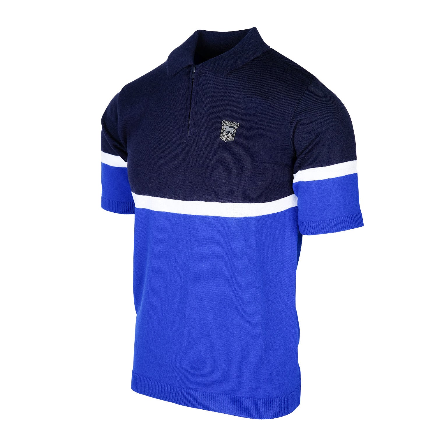 Navy/Royal Knitted Zip Polo - Image 3