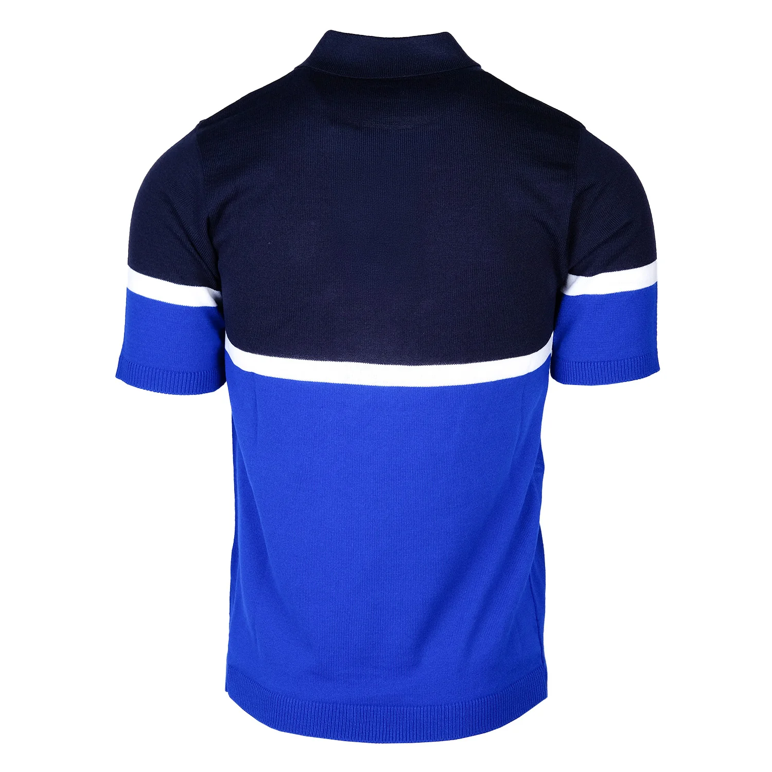 Navy/Royal Knitted Zip Polo - Image 4